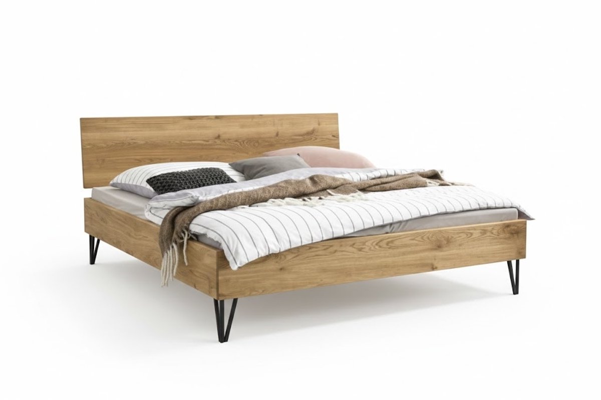 Bed Box Wonen Massief eiken houten bed Pomorie Premium 140x200 cm Natuur geolied