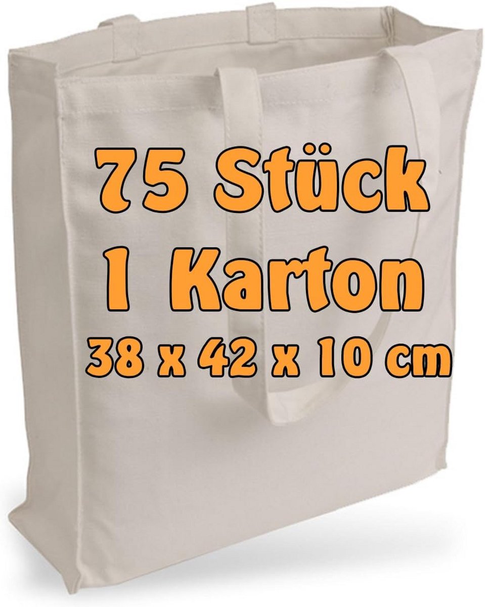 Grote en robuuste canvas draagtas van spijkerstof met lange hengsels, 75 stuks
