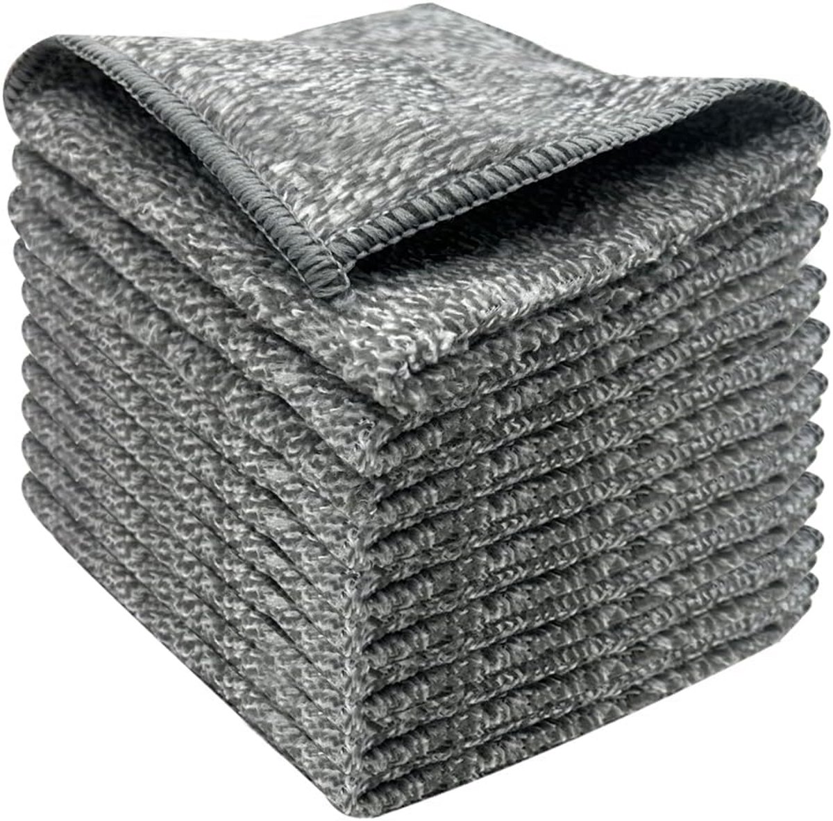 10x Keukenvaatdoeken Microvezel Grijs (25x25 cm) - Absorberend & Pluisvrij Schoonmaken