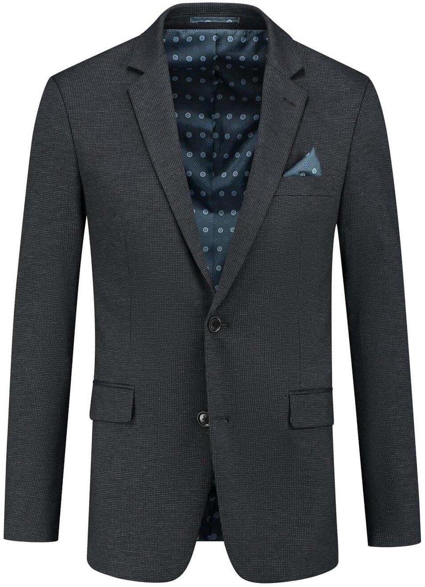 GENTS - Colbert / blazer heren stretch miniruit - Polyblend - Antraciet - Maat 46/M