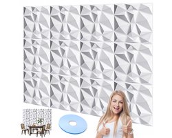 Wandpanelen - 12 3D Relief Wandpanelen - 50x50cm PVC & Waterdicht - Voor Woonkamer, Slaapkamer & Kantoor - Eenvoudig te Installeren & Schoon Te Maken