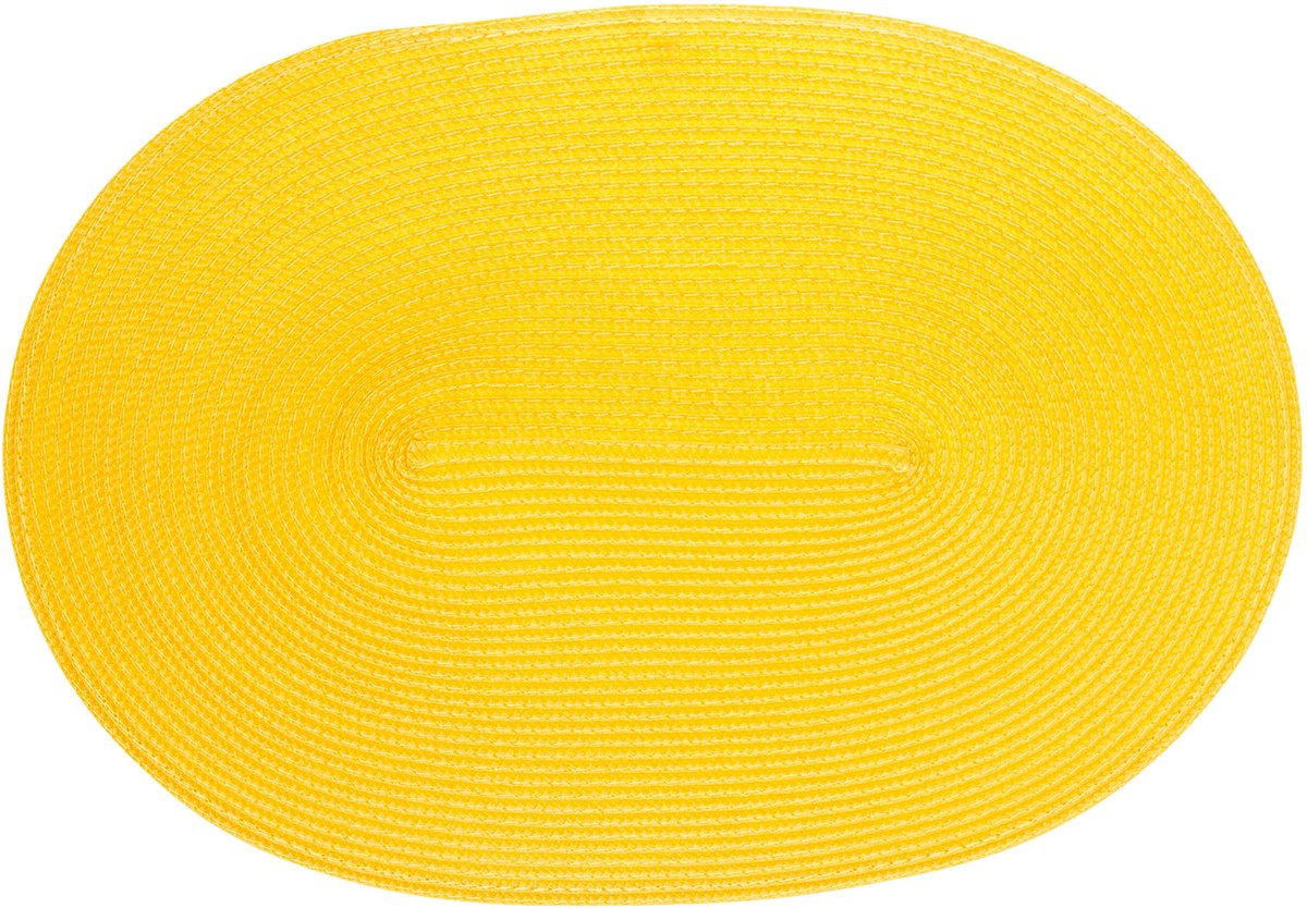 6 stuks Continenta Placemat in Handgevlochten Kunstvezel geel 45x31cm