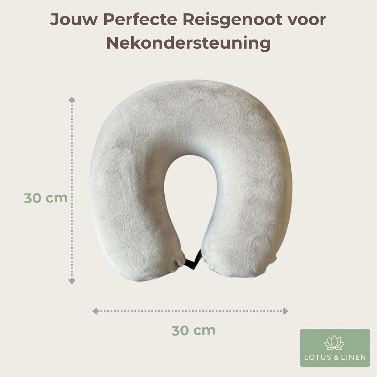 Lotus & Linen Cervora Traagschuim (Visco-elastische) Nekkussen - Traagschuim Reiskussen - Ergonomisch - Vliegtuig - Memory Foam (Viscoelastic) Travel Pillow - 30x30x9 cm – foto 2
