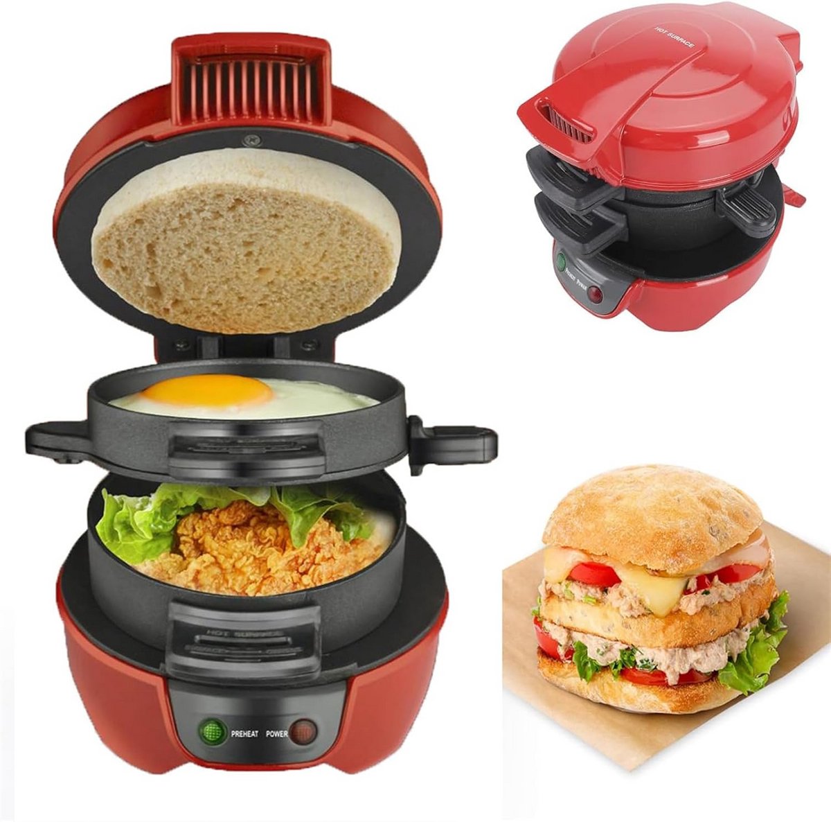 Elektrische Sandwichmaker voor Warme Broodjes - Toasten en Grillen in 5 Minuten