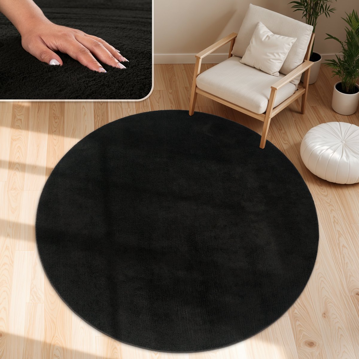 Paco Home Moderne woonkamer tapijt kortpolig wasbaar zacht uni effect bont antislip 80 cm Rund