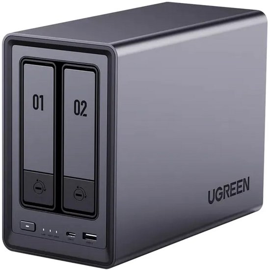 UGREEN NASync DXP2800 + 2x WD Red Plus 4TB HDD - NAS-server 2 bays - Intel N100 Quad core - 8GB DDR5 - Max. 64 TB - M.2, SATA - zwart van Merkloos — afbeelding 2