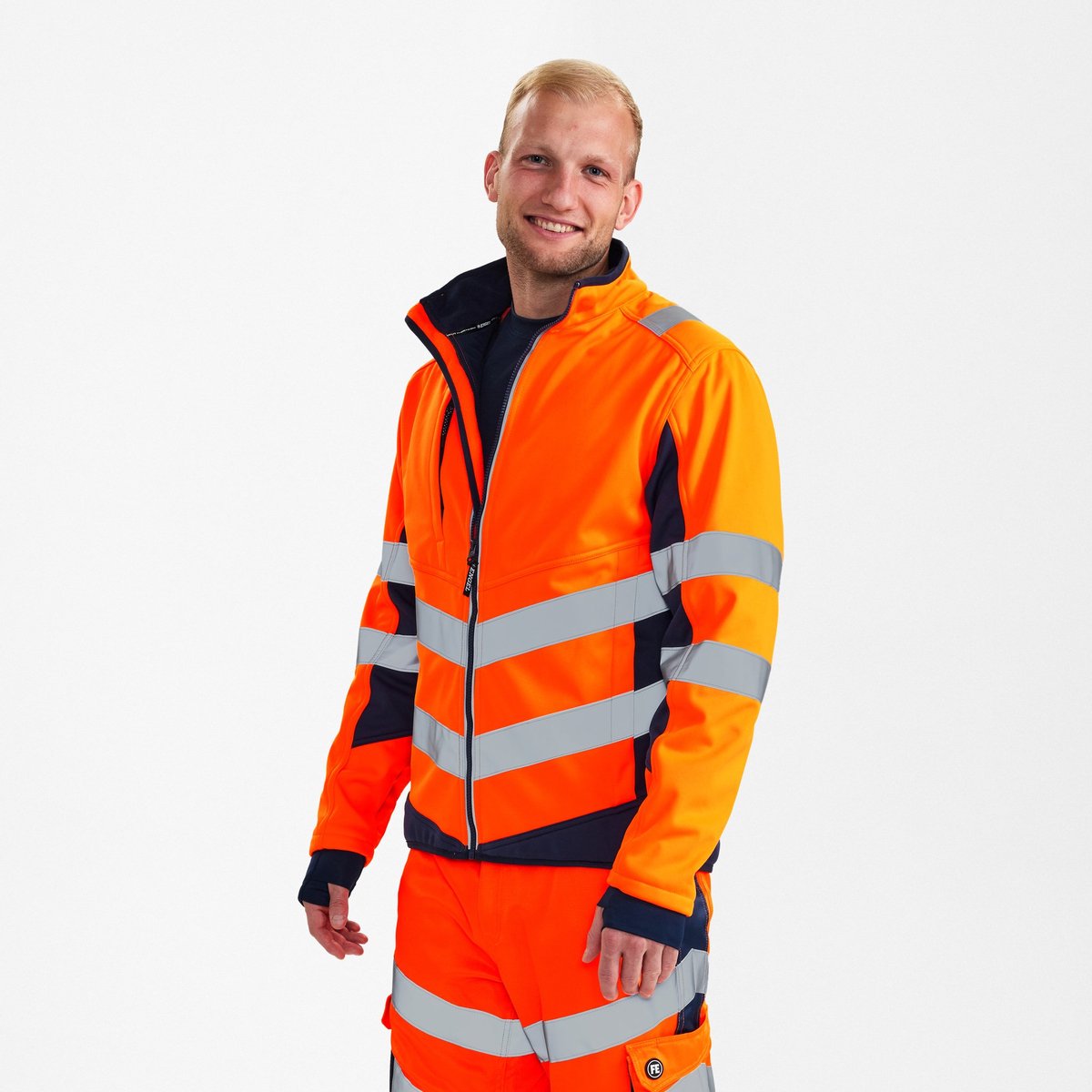 Engel Safety softshell jack 1158-237 - Hi-vis Orange / Blue Ink - L