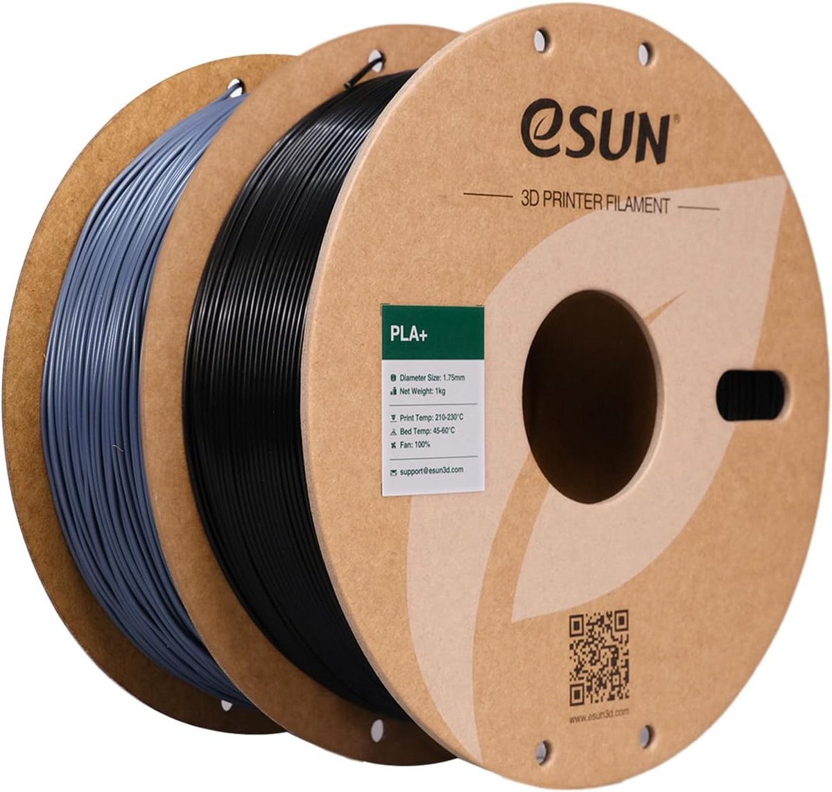 Hoogwaardig PLA+ 3D Printer Filament 1.75mm - 2 Rollen (Zwart + Grijs)