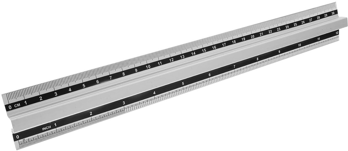 Meetlat met Handvat - Schaalliniaal Tekenliniaal - Precisie Meten Tekenen - Rechte Lineaire Schaal - 31 cm Lengte - Zilver