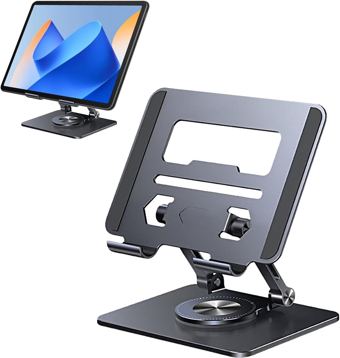 Laptop Verhoger - Verstelbare Standaard - Ergonomisch Werken - 360 Draaibaar - 17 x 15 cm - Zwart