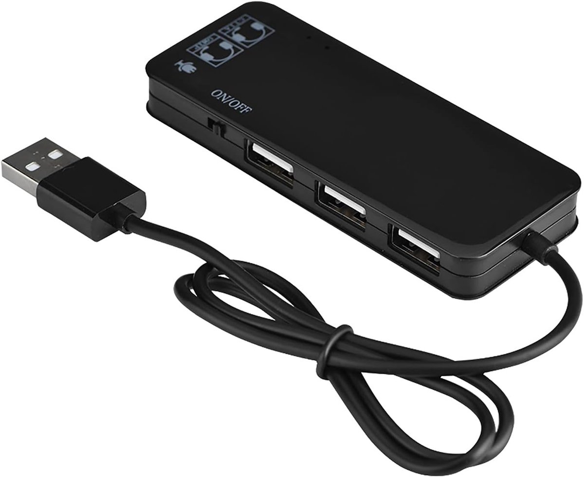 Compacte USB Hub - Poorten Uitbreider - Laptop Accessoires - Met Geluidskaart - Zwart