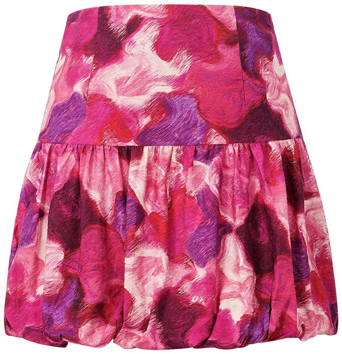 Dames minirok van viscose met plooien - fuchsia rok voor een luchtige zomerse look - Maat L