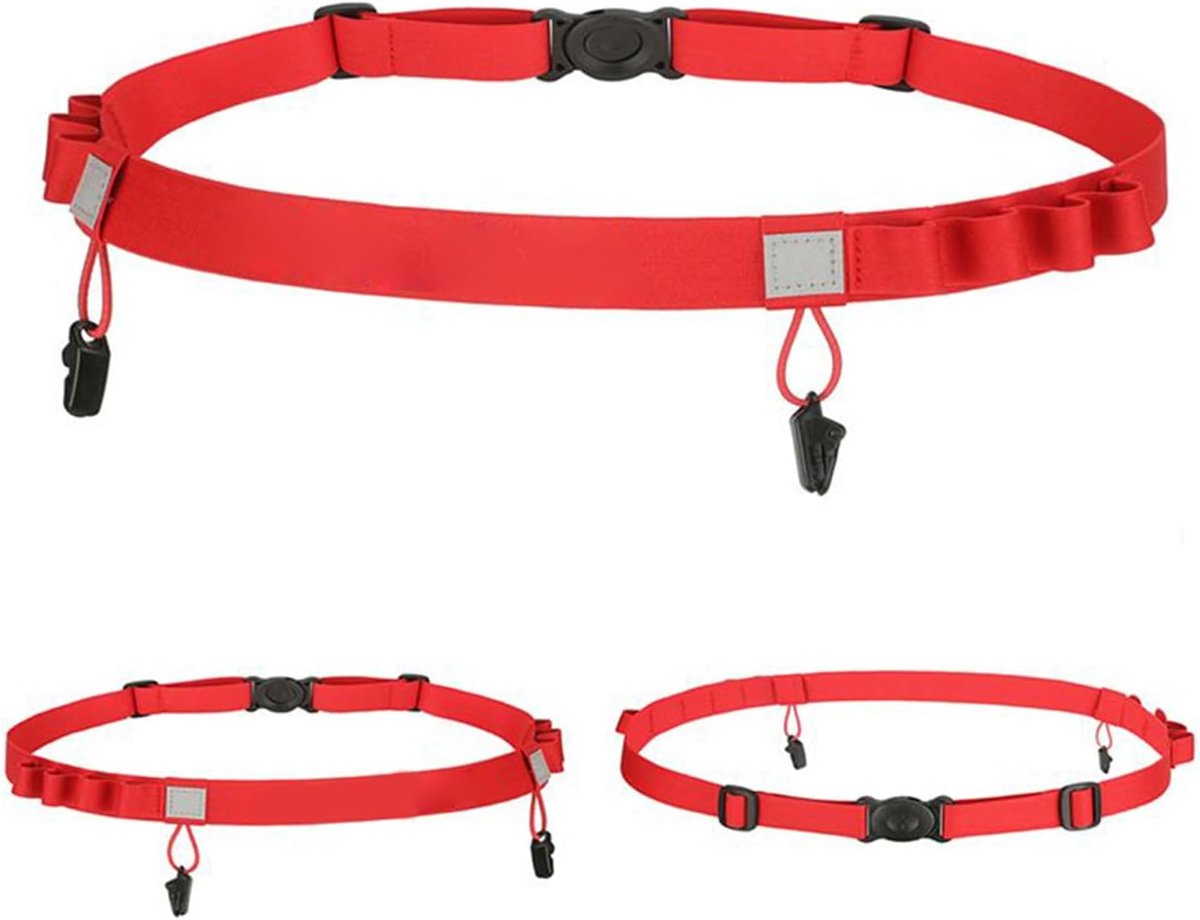 Nummer Riem - Bib Holder - Sportevenementen - Verstelbaar Elastisch - 94 cm Lengte - Rood