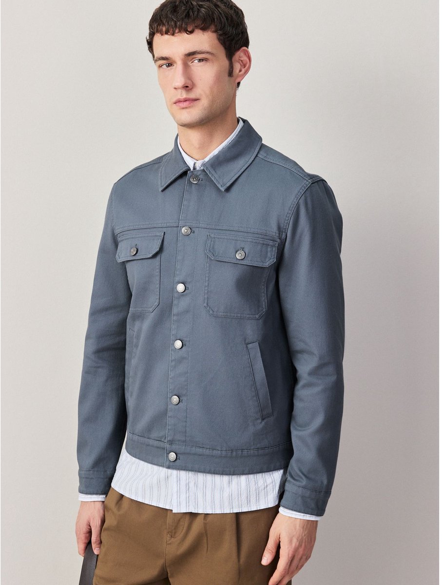 Next - Heren - Corduroy truckerjack - Blauw