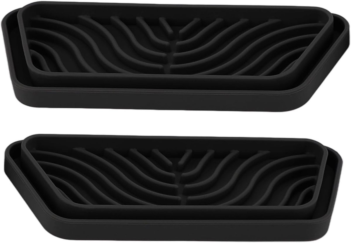 Lekbak Koelkast - Druppelvanger - Spatten Opvangen - 2 Stuks Set - 20 x 8 Inch - Zwart