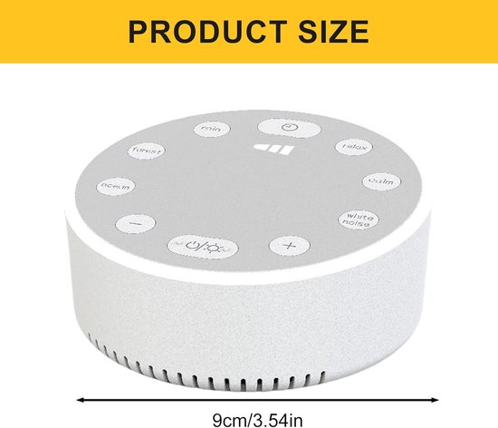 Witte Ruis Machine - Geluidsgenerator Slaap - Reizen Meditatie - Oplaadbare Batterij - 9 cm Diameter - Wit — afbeelding 5