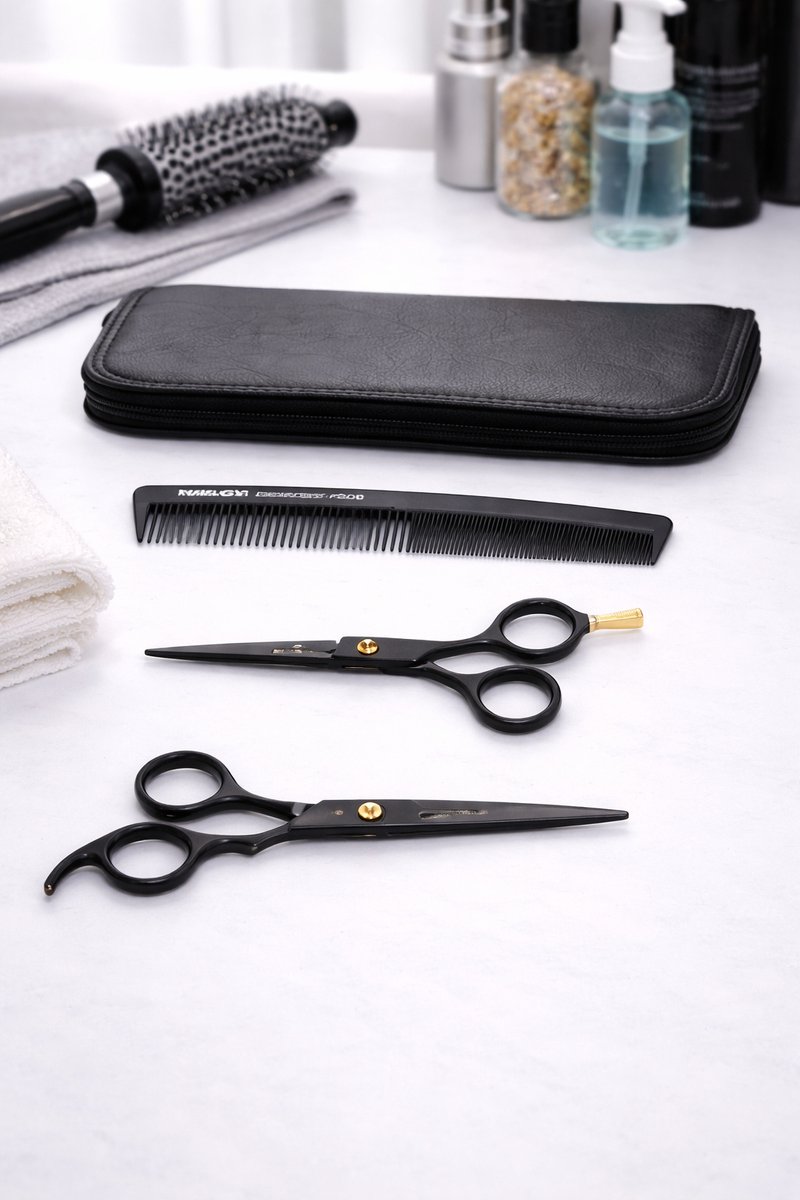 Belux Surgical Instruments – Kappersset 3-delig: 2 Kapperscharen + Haarkam – Professionele Haarschaar Set – Inclusief Gratis Etui