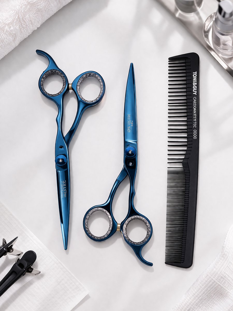 Belux Surgical Instruments – Set van 2 Kapperscharen + Haarkam – Professionele Haarschaar Set – Inclusief Gratis Etui