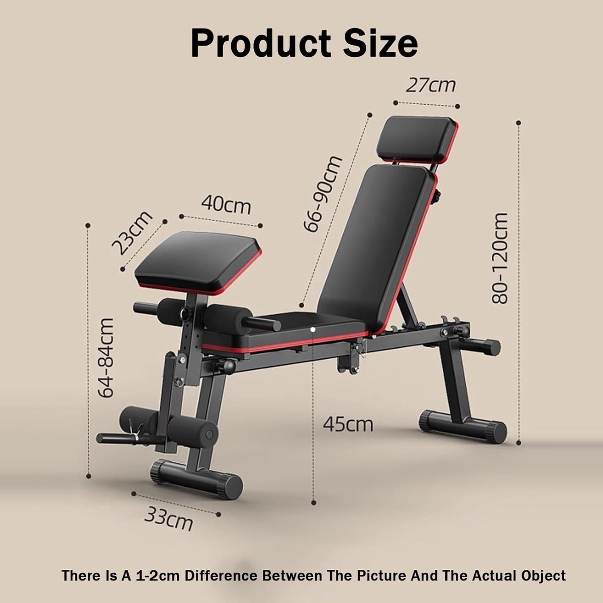 Halterbank Fitnessbed - Opvouwbaar Bankdruk - Full Body Training - Stabiel I-vorm Ontwerp - 77x43x37 cm - Zwart