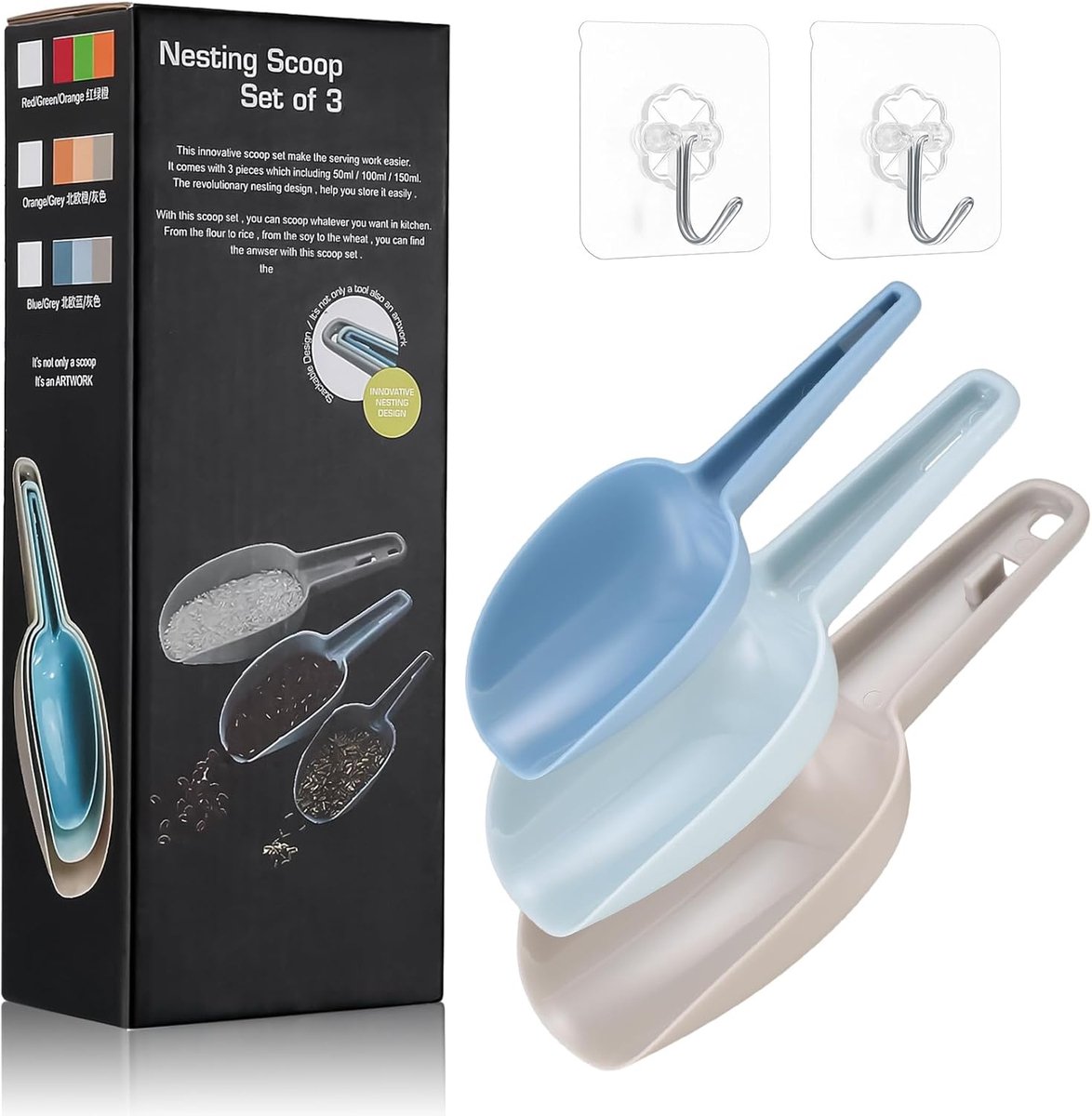 PromoHome Voedselschep Set van 3 - Keukenhulpmiddel voor Portiecontrole