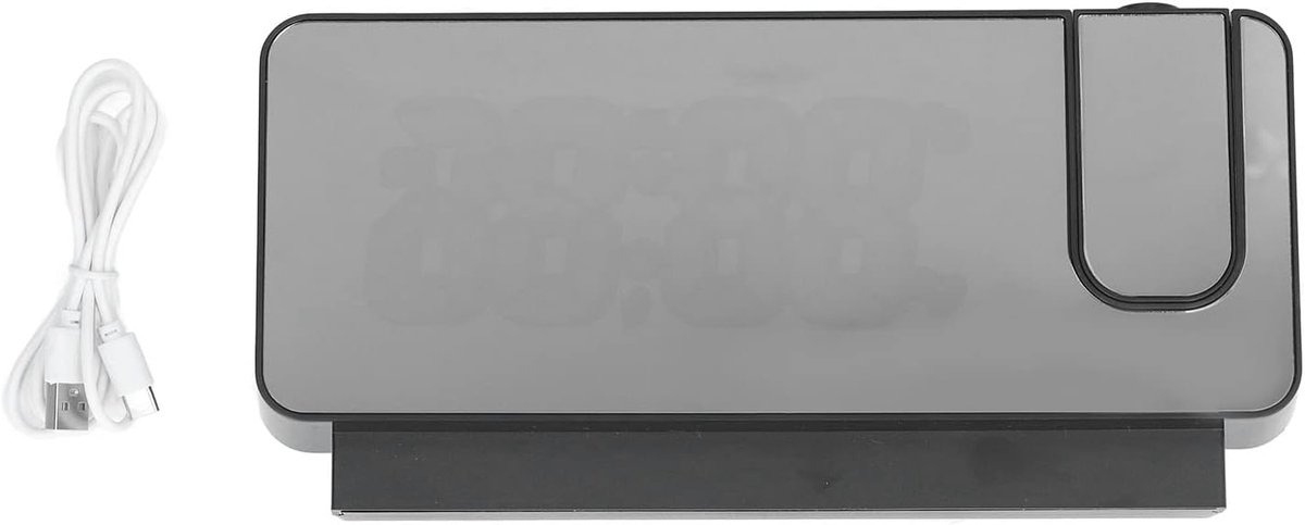 Digitale Wekker - Projectie Klok - Slaapkamer Gebruik - 180° Projectie - Met USB Poorten - Zwart Wit