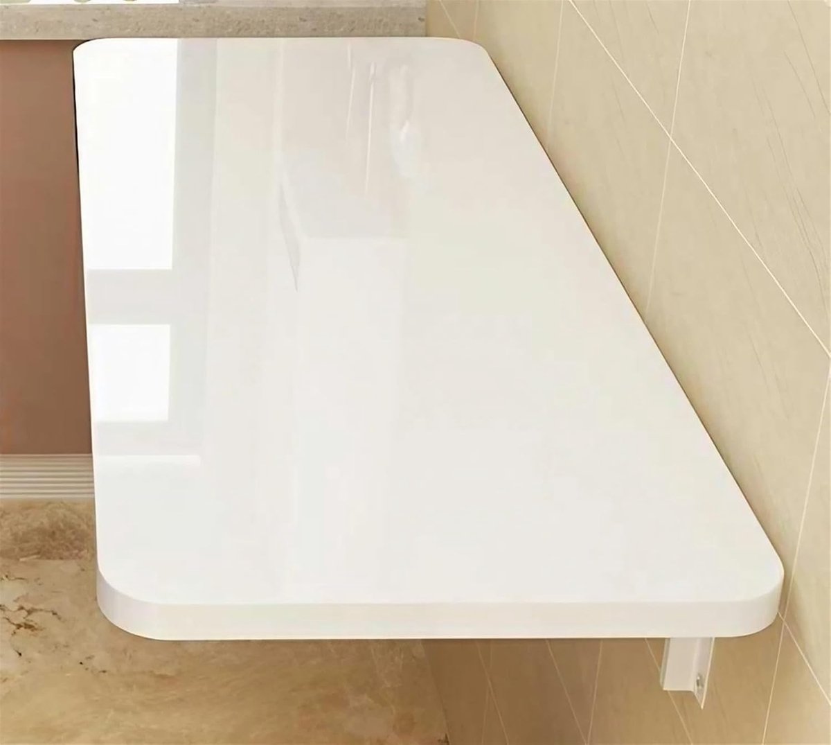 Inklapbaar Bureau - Wandtafel Werkplek - Ruimtebesparend Werken - Compact Ontwerp - 120 cm - Wit