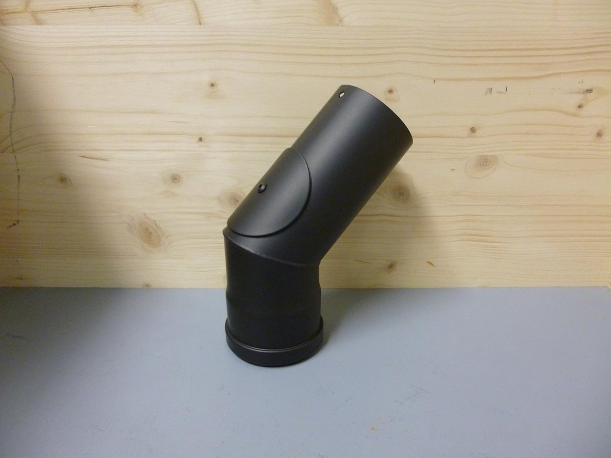 Pelletpijp Bocht - Verbindingsstuk Rookkanaal - Verwarmingsinstallatie - 100mm Diameter 45 Graden - Standaard Maat - Zwart