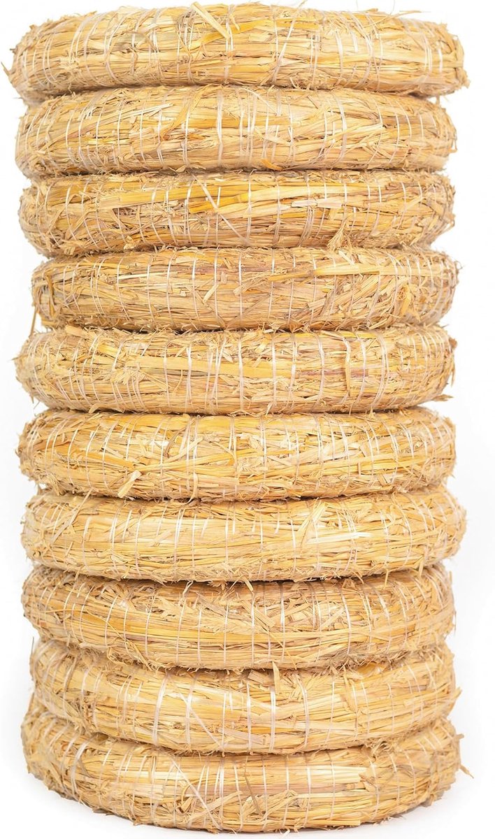 Strokrans Set - Decoratie Kransen - Bloemschikken Knutselen - Natuurlijke Stro Look - Diameter 25cm - Natuurlijk