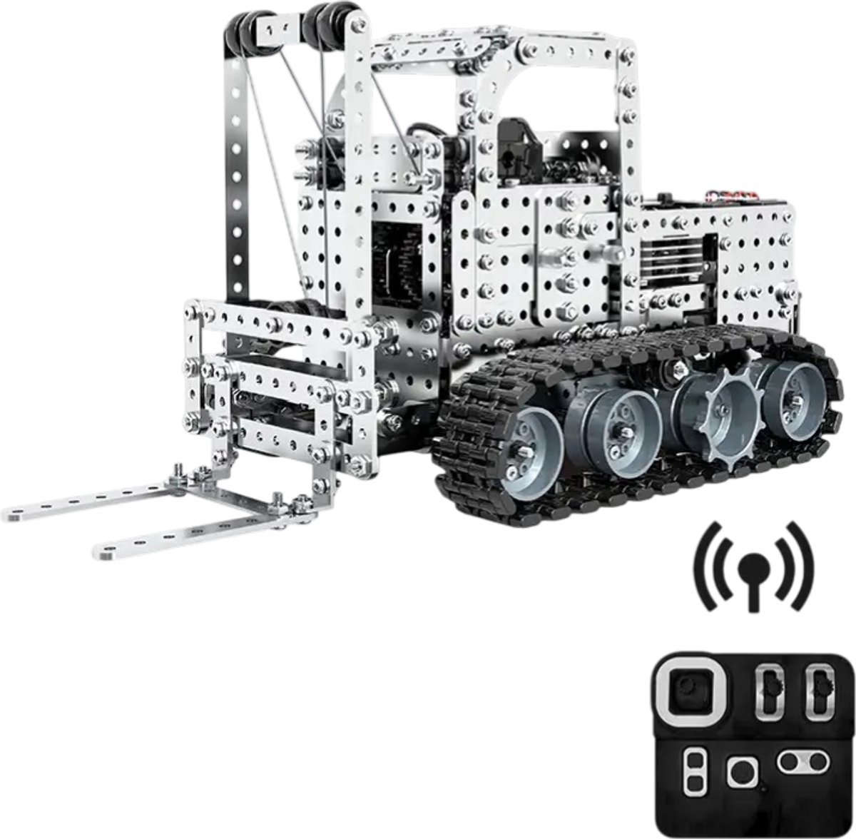 Metalen Bouwpakket Heftruck – Volledig RC Bestuurbaar - 1450+ Onderdelen – 26x13x13 cm