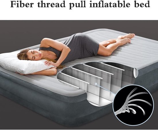Opblaasbaar Bed - Luchtbed Gasten - Kamperen Thuis - Ingebouwde Pomp - Verhoogd 33cm - Grijs — afbeelding 4