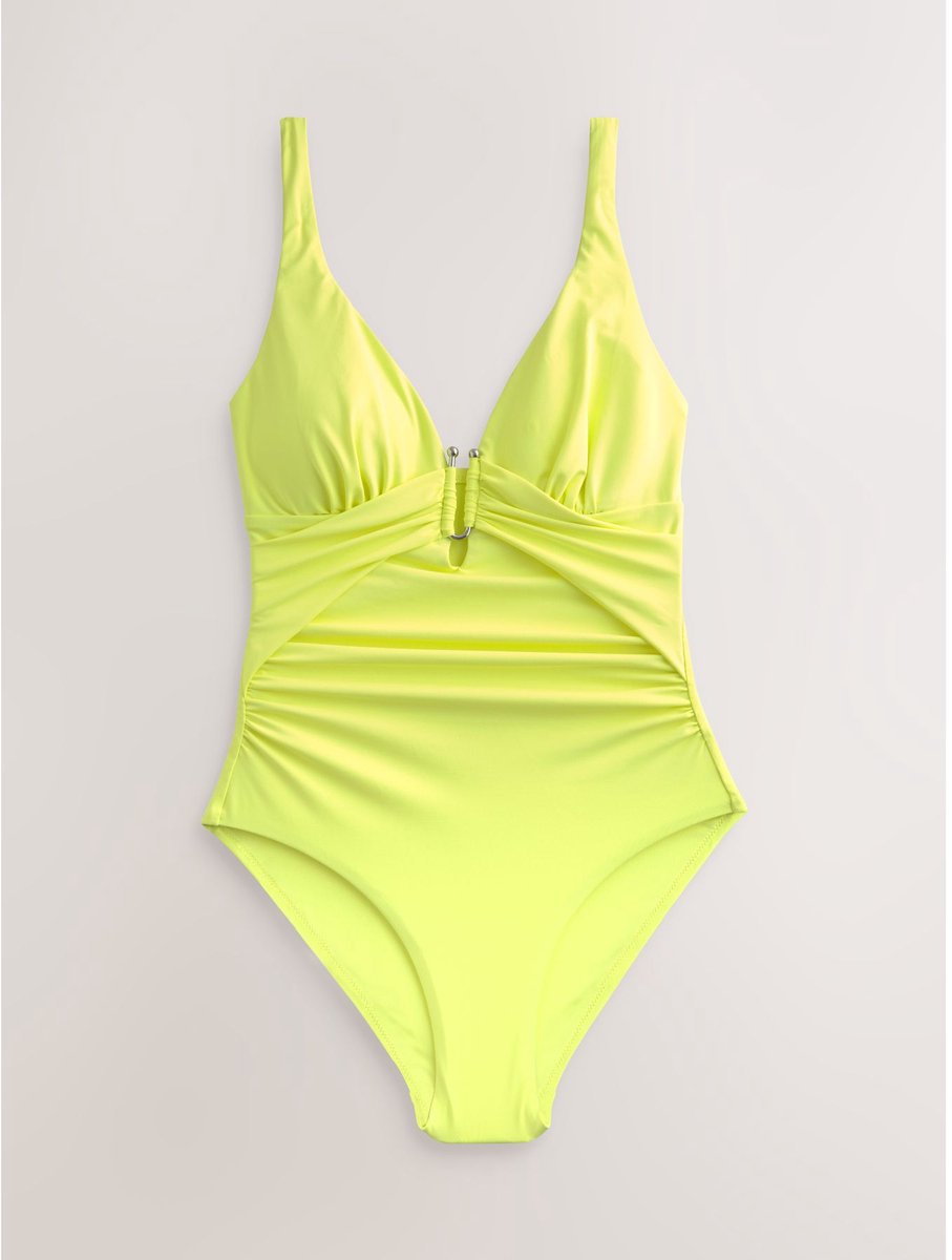 Next Dames - Utrim diep uitgesneden badpak met figuurcorrectie - Geel Lime Green