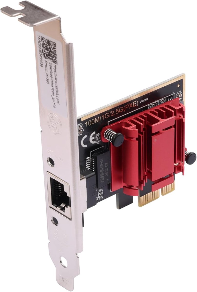 Netwerkkaart PCIe - Ethernet Adapter - Snelle Data Overdracht - 2.5 Gbps Snelheid - 12 x 4.3 x 1 cm