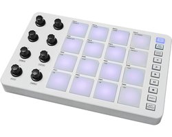 Midi Pad Controller - Midi Keyboard Beatmaker - Muziek Productie - RGB Verlichte Pads - 22.5 cm - Wit