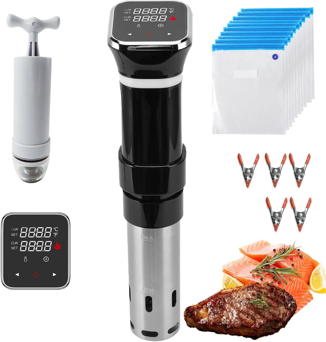 Sous Vide Machine - Waterbad Koken - Perfect Garen - Precisie Temperatuur - 1100 Watt - Zilver