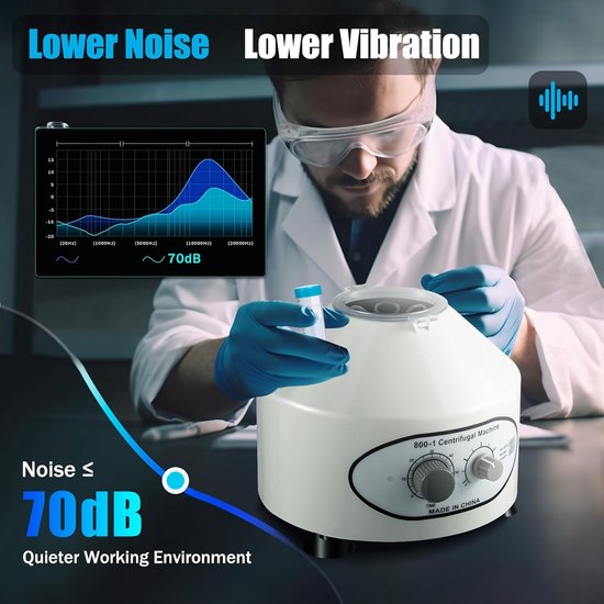 Laboratorium Centrifuge - Desktop Centrifuge - Wetenschappelijk Onderzoek - 4000 RPM Snelheid - 23x23x21 cm — afbeelding 4