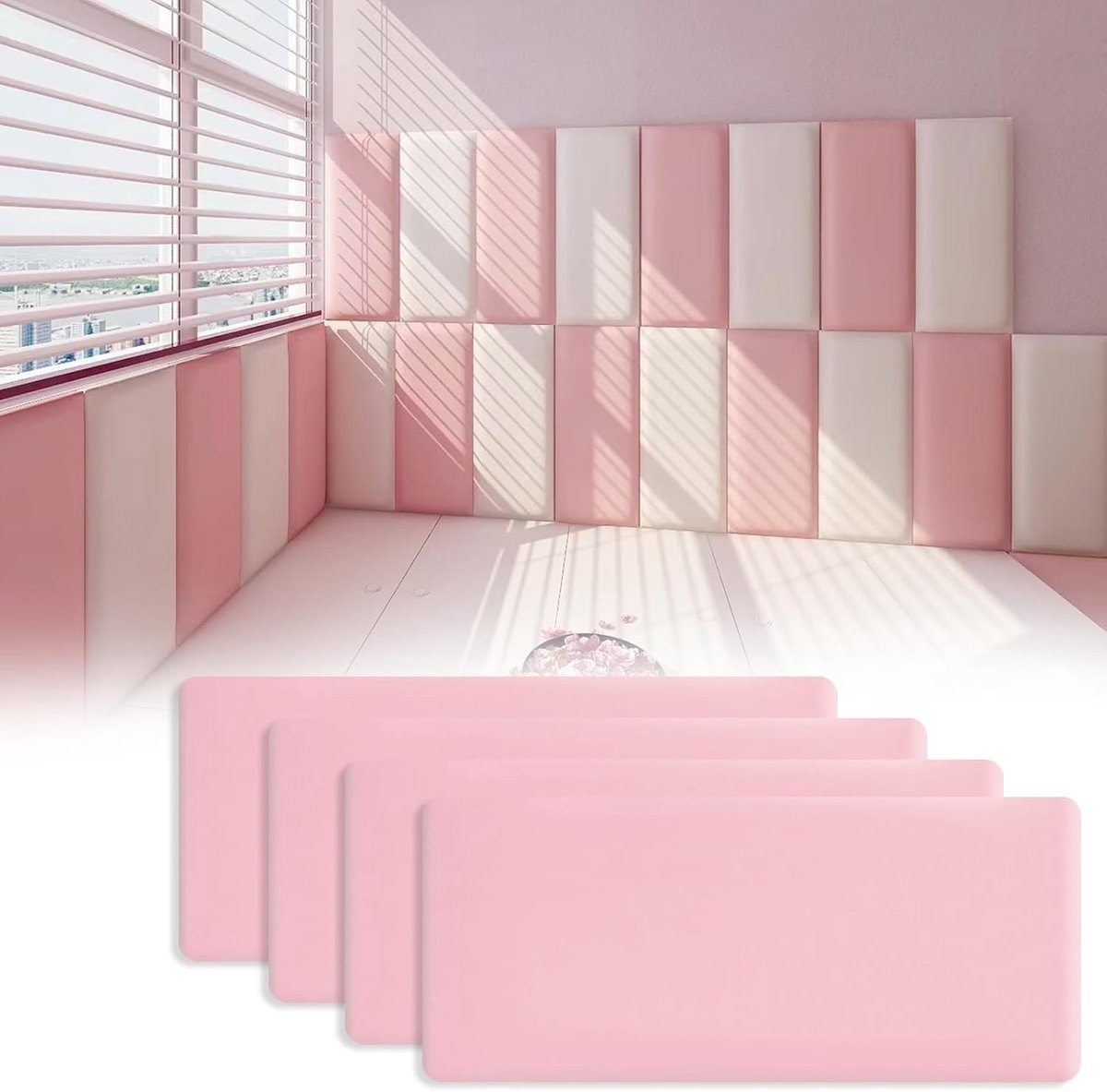 3D Wandpanelen - Zachte Muurstickers - Kinderkamer Beveiliging - Zelfklevend Waterdicht - 40x20 cm - Roze