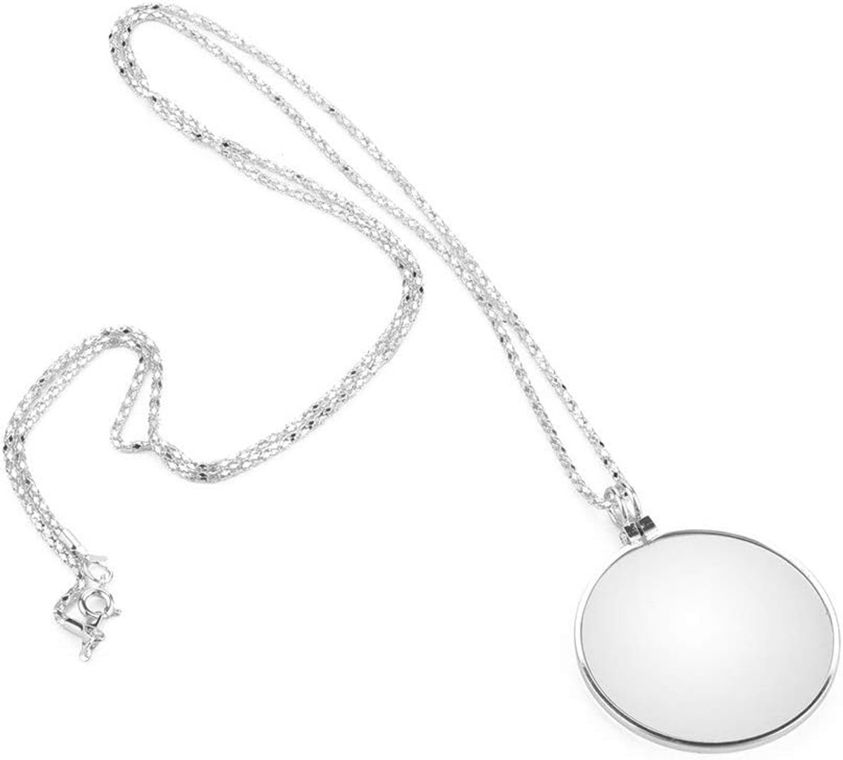 Ketting Vergrootglas - Monocle Lens Loupe - Gedetailleerd Lezen - 5x Optische Vergroting - 46cm Ketting - Zilver