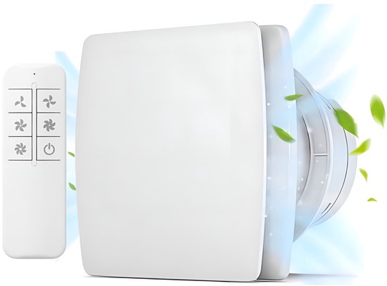 PolkaHome® Ventilateur de salle de bain Ø100mm – Télécommande – 5 Vitesses – 130 m³/h – Extraction salle de bain avec clapet anti-retour