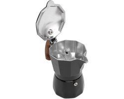Koffiepot Buiten - Italiaanse Percolator - Kamperen Koffie - Dubbele Klep Ontwerp - 80ML Capaciteit - Zwart