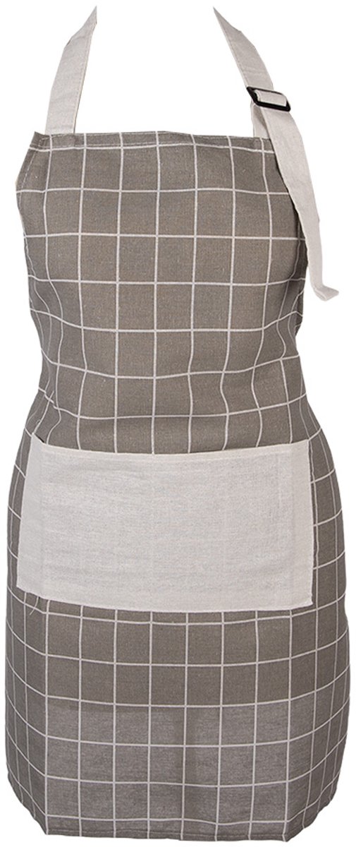 Clayre & Eef Keukenschort 69x68 cm Grijs Polyester
