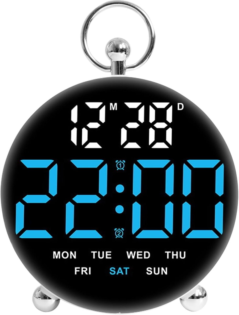 Digitale wekker - Nachtkastje klok - Dubbel alarm - USB opladen - 575 inch scherm - Groot display