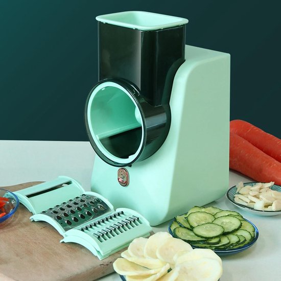 Elektrische Kaasrasp - Keukenmachine Rasp - Snel Groenten Snijden - Vijf Snijbladen - 25 x 14 x 12 cm - Groen — afbeelding 4