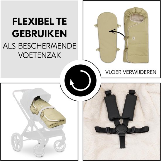Baby Nest Voetenzak - Babynestje Draagzak - Voor Kinderwagen - 3-in-1 Functie - 85 x 40 cm - Teddy Fleece Groen — afbeelding 3
