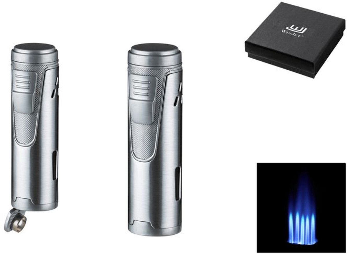 Aansteker - Winjet - Anton - silver - 5 serie Jetflame - met boor