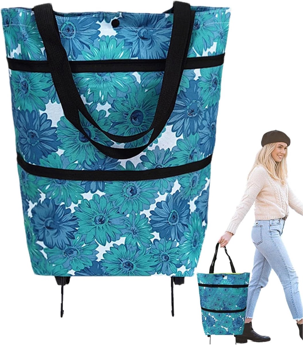 Opvouwbare Boodschappentas met Wielen - 2-in-1 Draagbare Winkelwagen