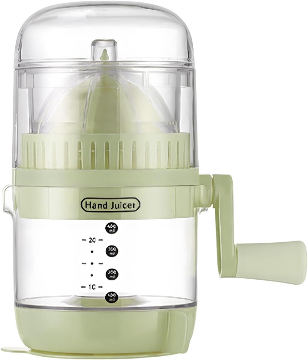 Hand Citruspers - Sapcentrifuge Keuken - Verse Sappen Maken - Ingebouwde Maatbeker - 12x18x12 cm - Groen