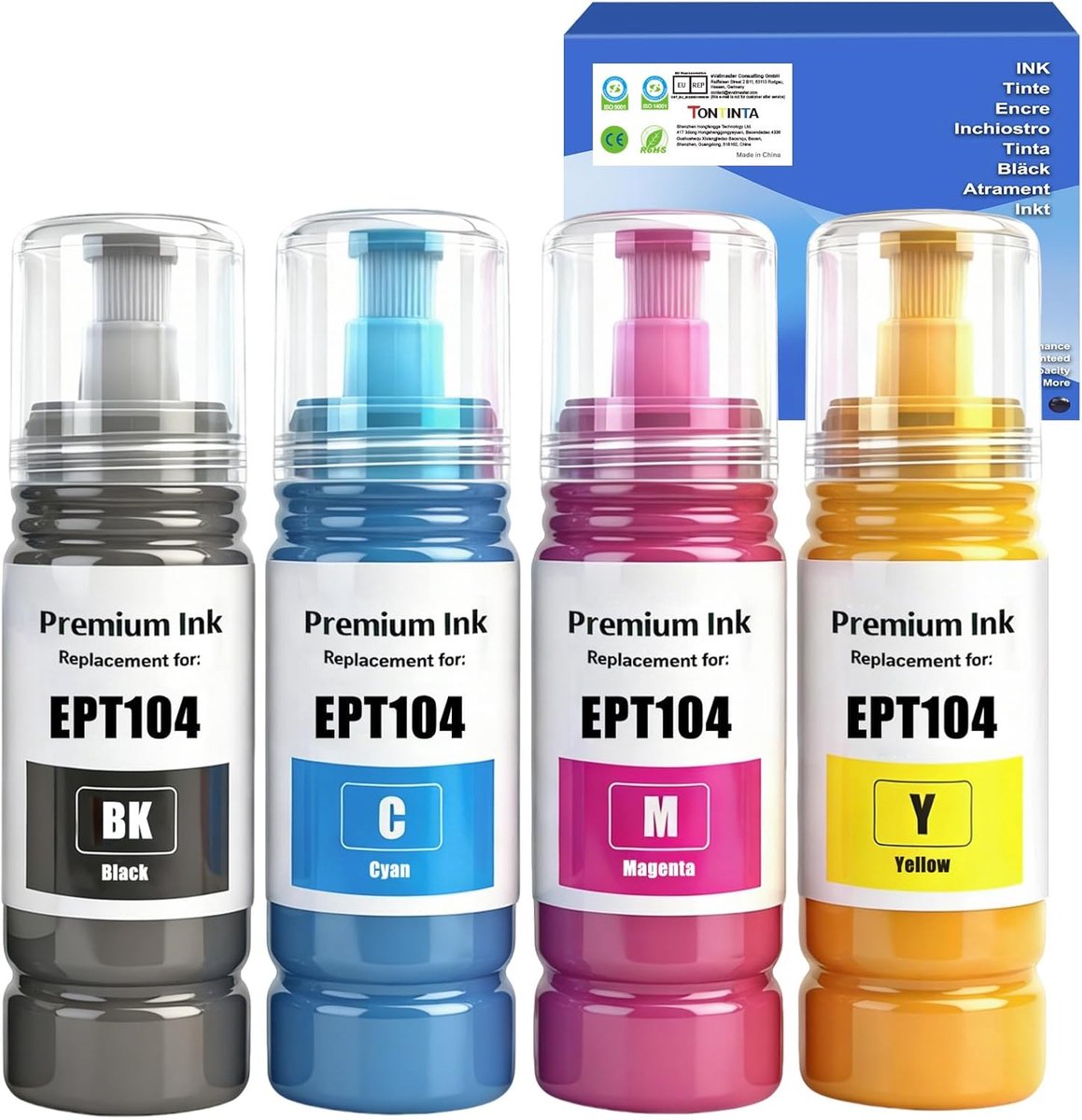 Inktflessen Set - Compatibele Inkt - Printer Vullen - Hoge Capaciteit - 4 Pack