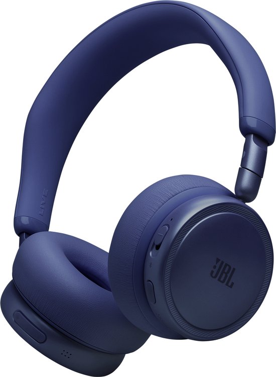 Casque JBL bleu avec arceau réglable et coussinets d'oreille doux.