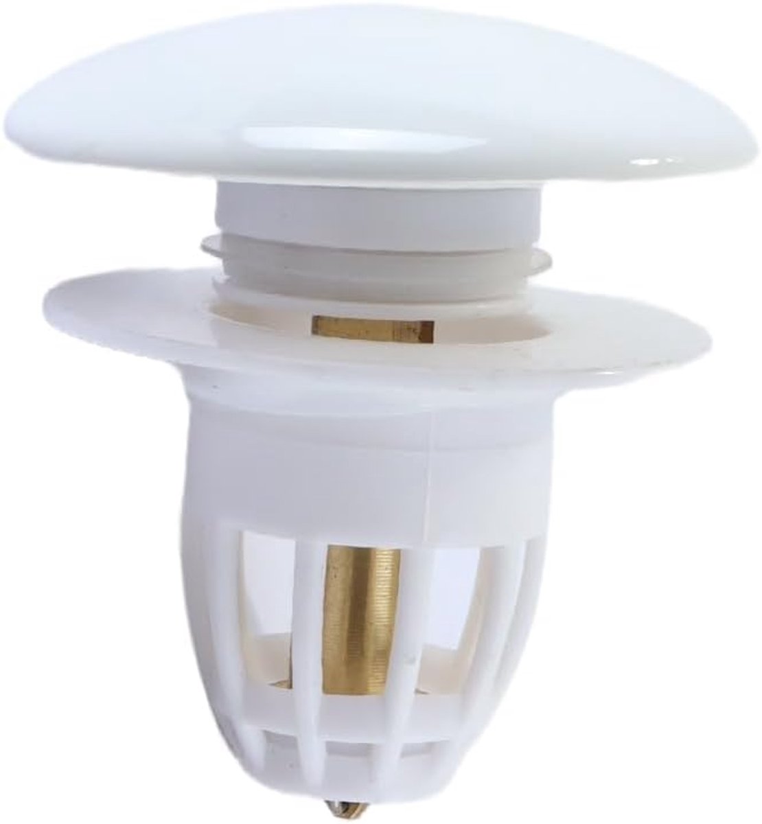 Keramische Afvoerstop - Witte Gootsteenstop - Badkamer Keuken - Pop-up Functie - 65mm Diameter - Wit