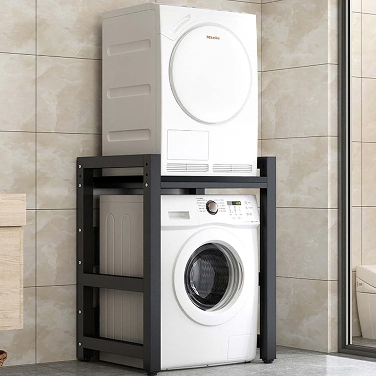 Wasmachine Opbergrek - Wasdroger Organizer - Ruimte Besparen - Stabiele Constructie - 75x65x105cm - Zwart